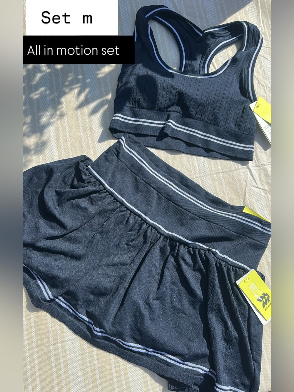 Woman Navy Blue Active Skort and sports bra set
